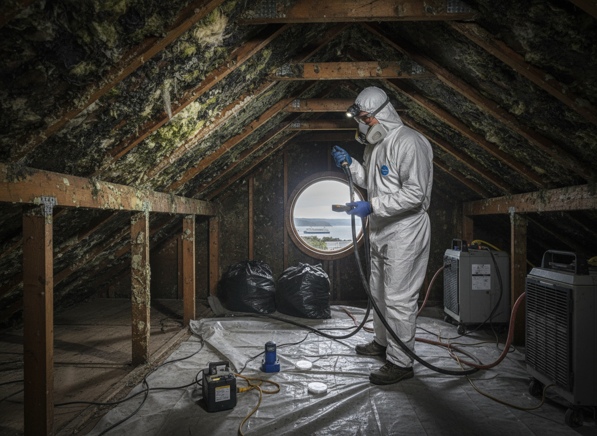 Attic mold testing and removal in Camano Island,