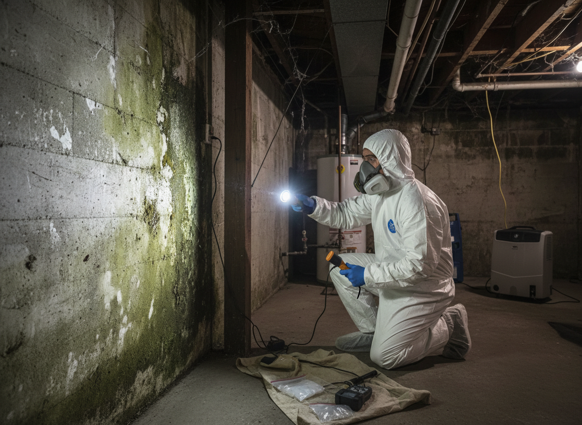 Basement mold inspection in Camano Island,